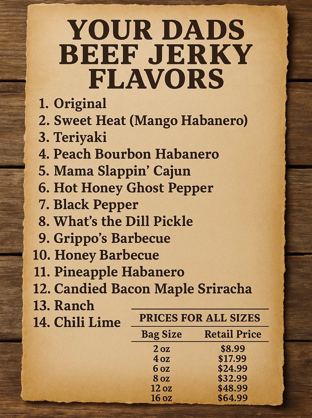 2 oz bags of beef jerky
